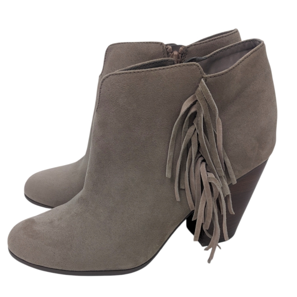 Carlos by Carlos Santana Fringe Ankle Boots Booties Womens 10 Heeled Tan Beige